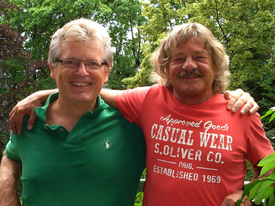 Sepp "Robinson" Krassnitzer (Waterloo & Robinson) und Gerhard Blaboll beim Radiointerview